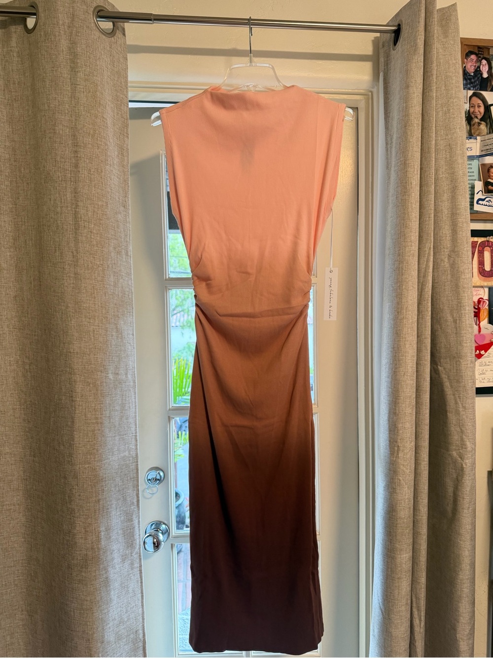 Young Fabulous & Broke Peach-to-Brown Ombre Midi Dress size small